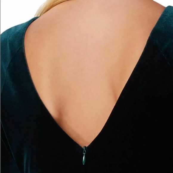TAHARI Button Trimmed A Line Velvet Green Long Dress Womens 4 Holiday Christmas - Picture 6 of 9